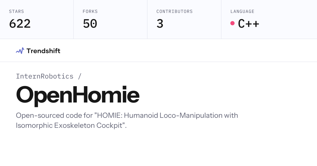 InternRobotics/OpenHomie — GitHub trending stats & insights | Trendshift