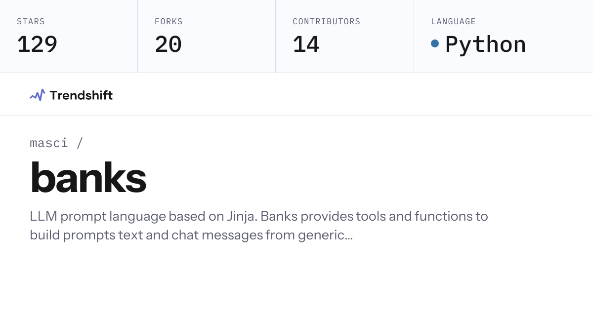masci/banks — GitHub trending stats & insights | Trendshift