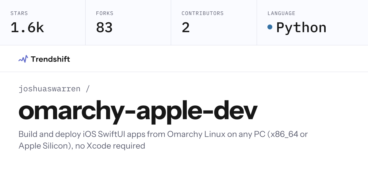 joshuaswarren/omarchy-apple-dev — GitHub trending stats & insights ...