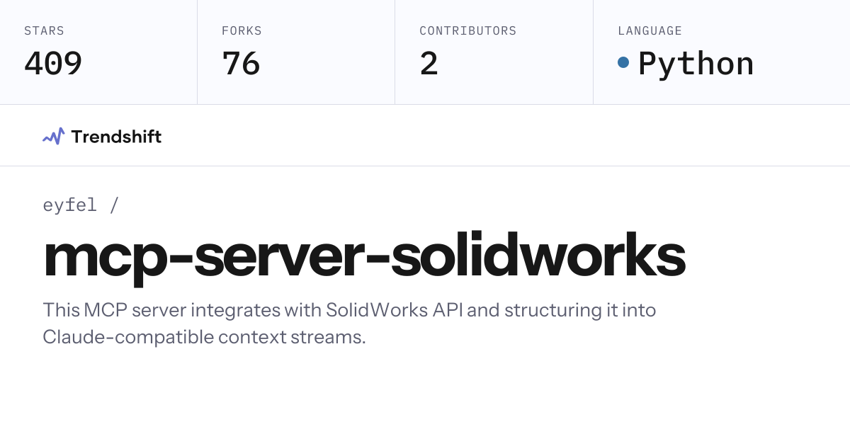 eyfel/mcp-server-solidworks — GitHub trending stats & insights | Trendshift