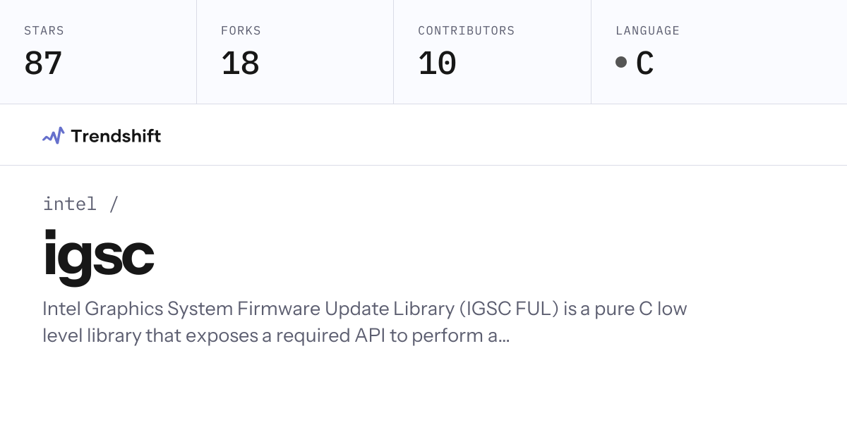 intel/igsc — GitHub trending stats & insights | Trendshift