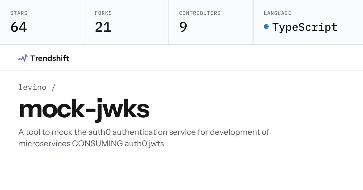 levino/mock-jwks — GitHub trending stats & insights | Trendshift