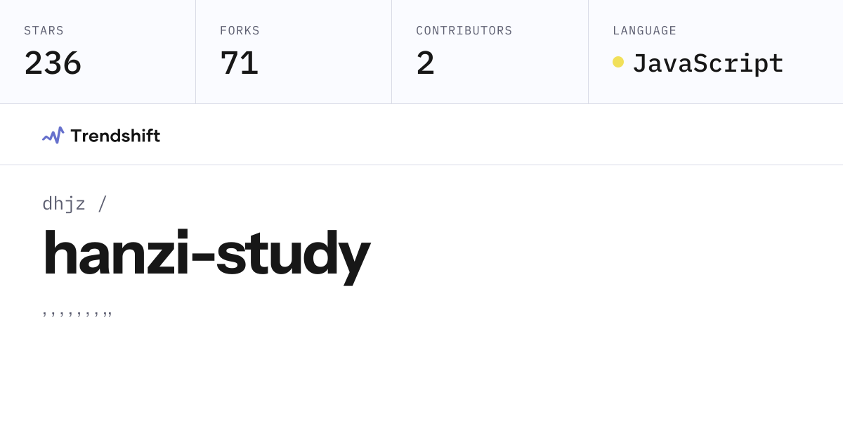 dhjz/hanzi-study — GitHub trending stats & insights | Trendshift