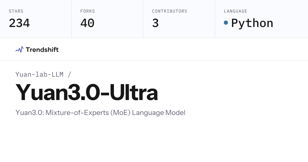 Yuan-lab-LLM/Yuan3.0-Ultra — GitHub trending stats & insights | Trendshift
