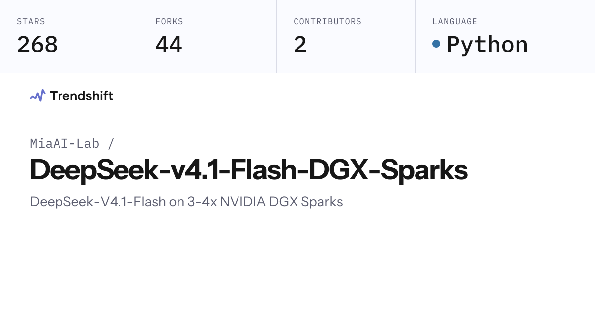 MiaAI-Lab/DeepSeek-v4.1-Flash-DGX-Sparks — GitHub trending stats ...