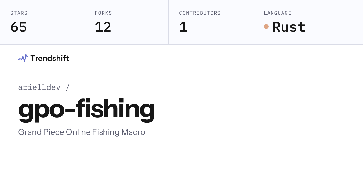 arielldev/gpo-fishing — GitHub trending stats & insights | Trendshift