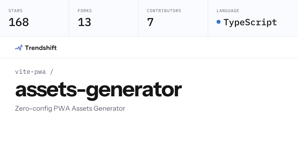vite-pwa/assets-generator — GitHub trending stats & insights | Trendshift