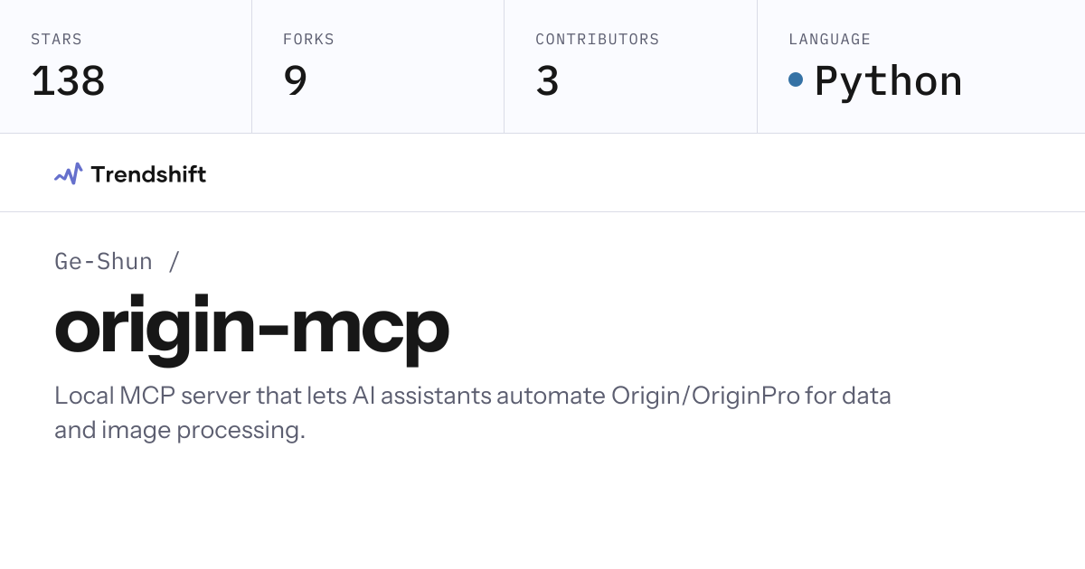 Ge-Shun/origin-mcp — GitHub trending stats & insights | Trendshift