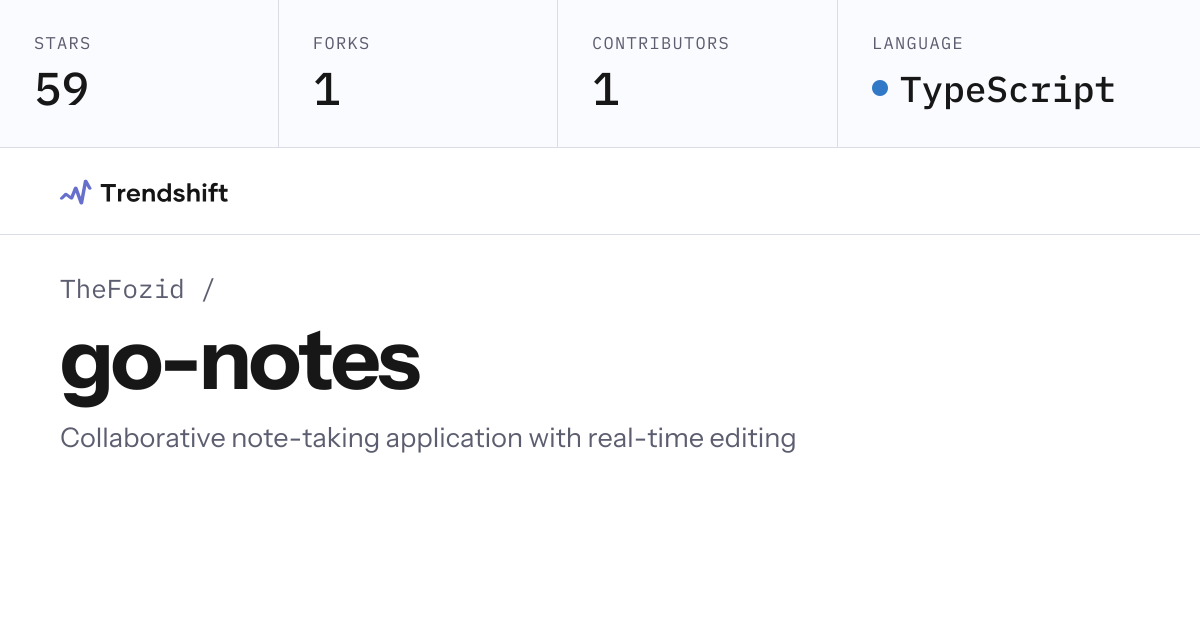 TheFozid/go-notes — GitHub trending stats & insights | Trendshift