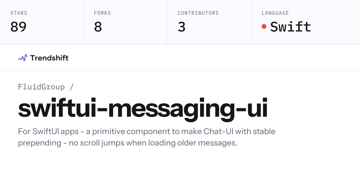 FluidGroup/swiftui-messaging-ui — GitHub trending stats & insights ...