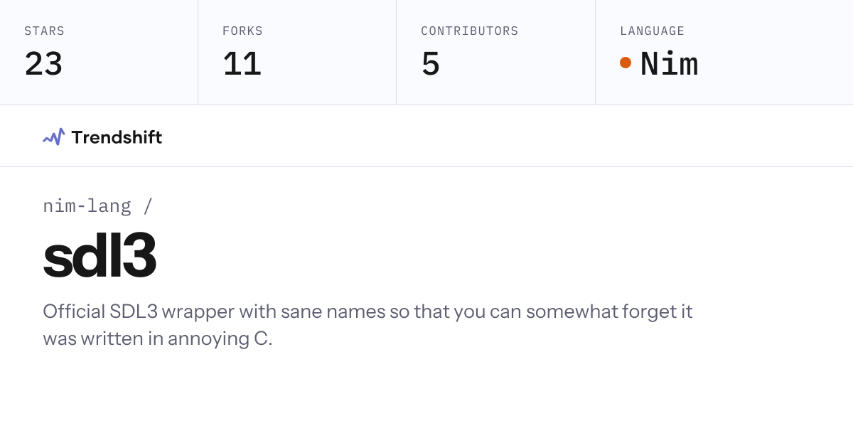 nim-lang/sdl3 — GitHub trending stats & insights | Trendshift