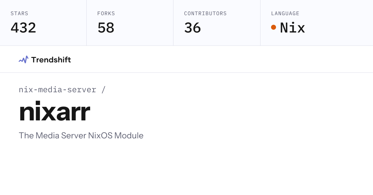 nix-media-server/nixarr — GitHub trending stats & insights | Trendshift