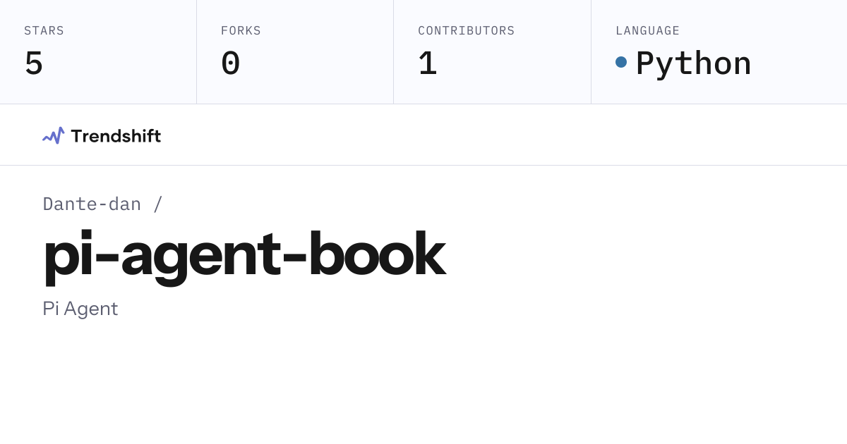 Dante-dan/pi-agent-book — GitHub trending stats & insights | Trendshift