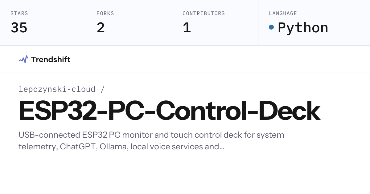 lepczynski-cloud/ESP32-PC-Control-Deck — GitHub trending stats ...