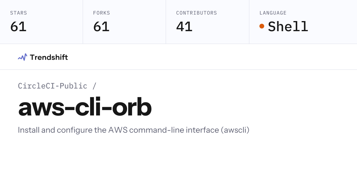CircleCI-Public/aws-cli-orb — GitHub trending stats & insights | Trendshift