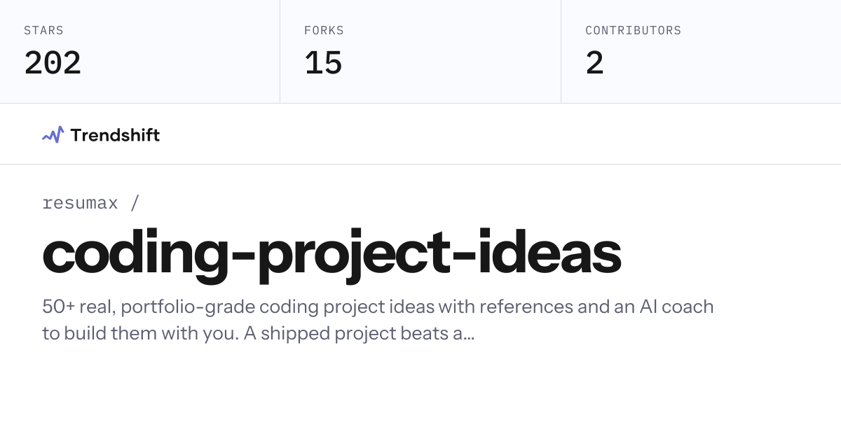 resumax/coding-project-ideas — GitHub trending stats & insights ...