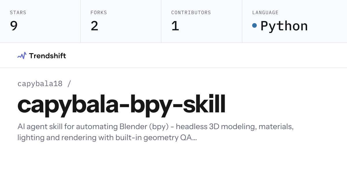 capybala18/capybala-bpy-skill — GitHub trending stats & insights ...