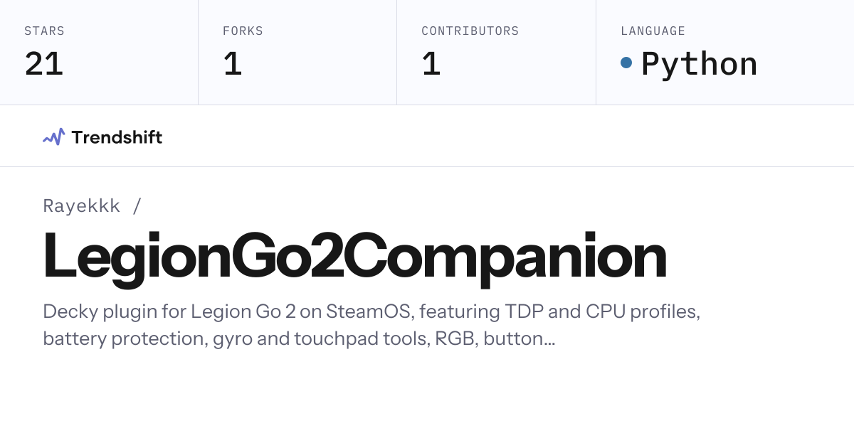 Rayekkk/LegionGo2Companion — GitHub trending stats & insights | Trendshift