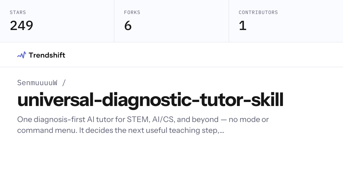 SenmuuuuW/universal-diagnostic-tutor-skill — GitHub trending stats ...