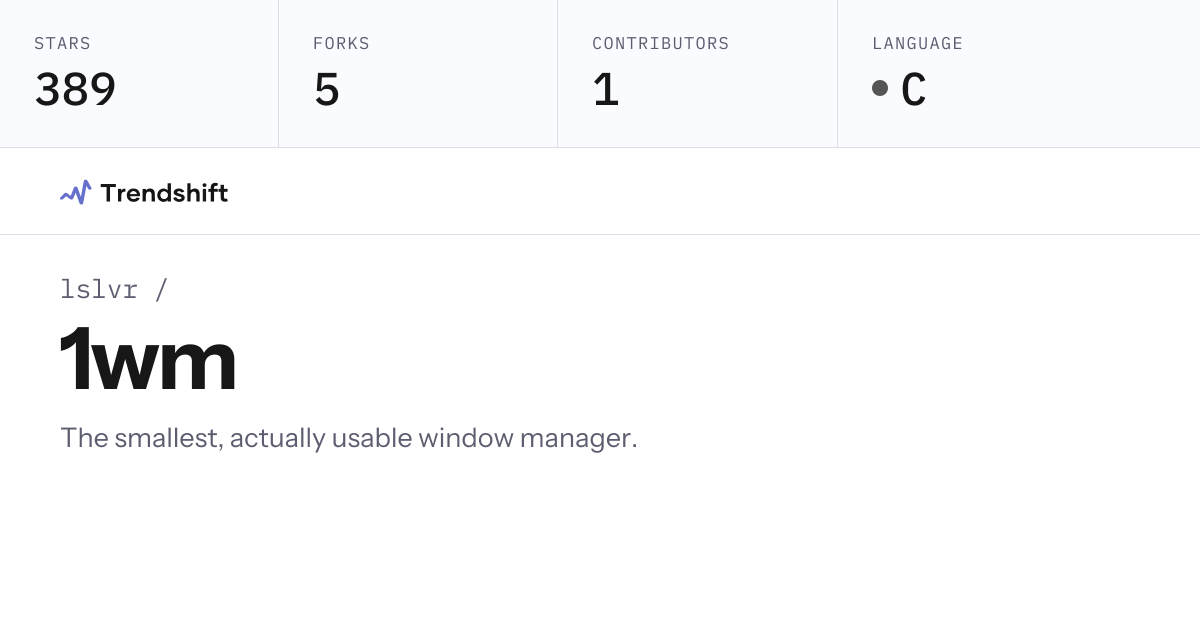 lslvr/1wm — GitHub trending stats & insights | Trendshift
