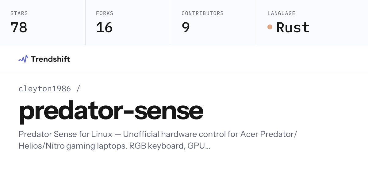 cleyton1986/predator-sense — GitHub trending stats & insights | Trendshift