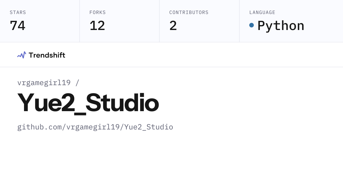 vrgamegirl19/Yue2_Studio — GitHub trending stats & insights | Trendshift
