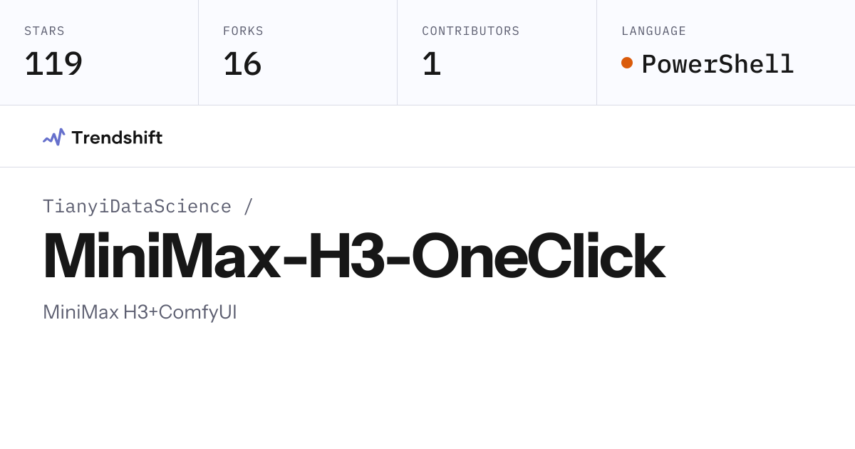TianyiDataScience/MiniMax-H3-OneClick — GitHub trending stats ...