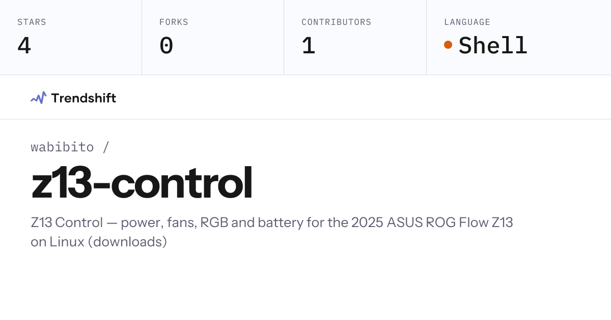 wabibito/z13-control — GitHub trending stats & insights | Trendshift