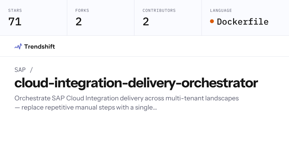 SAP/cloud-integration-delivery-orchestrator — GitHub trending stats ...