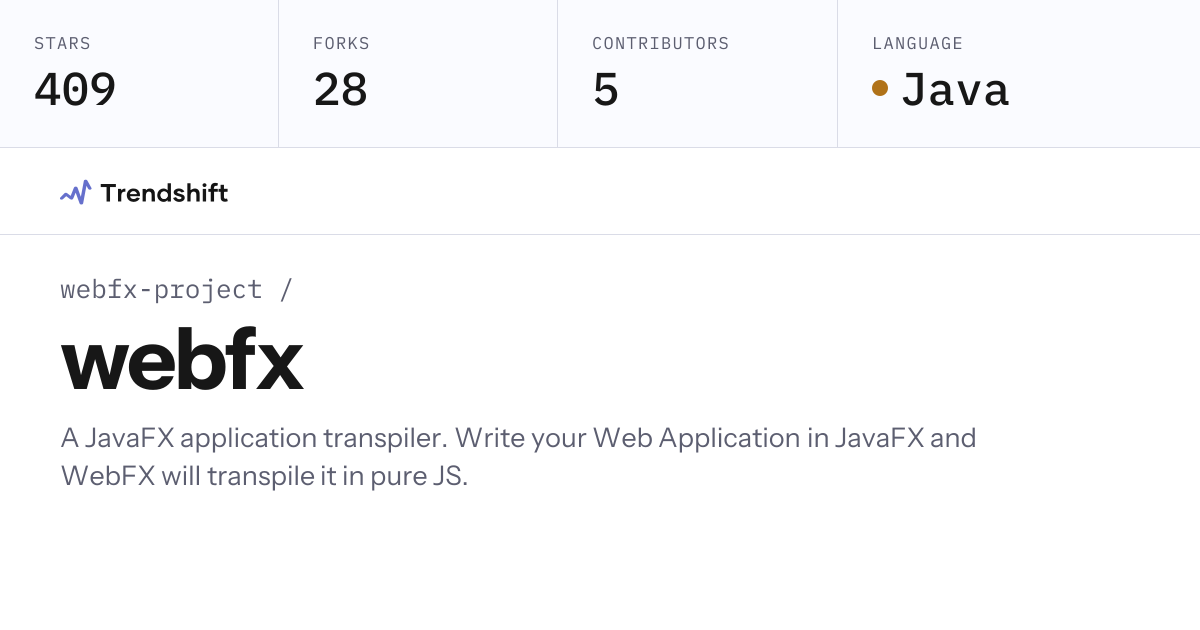 webfx-project/webfx — GitHub trending stats & insights | Trendshift