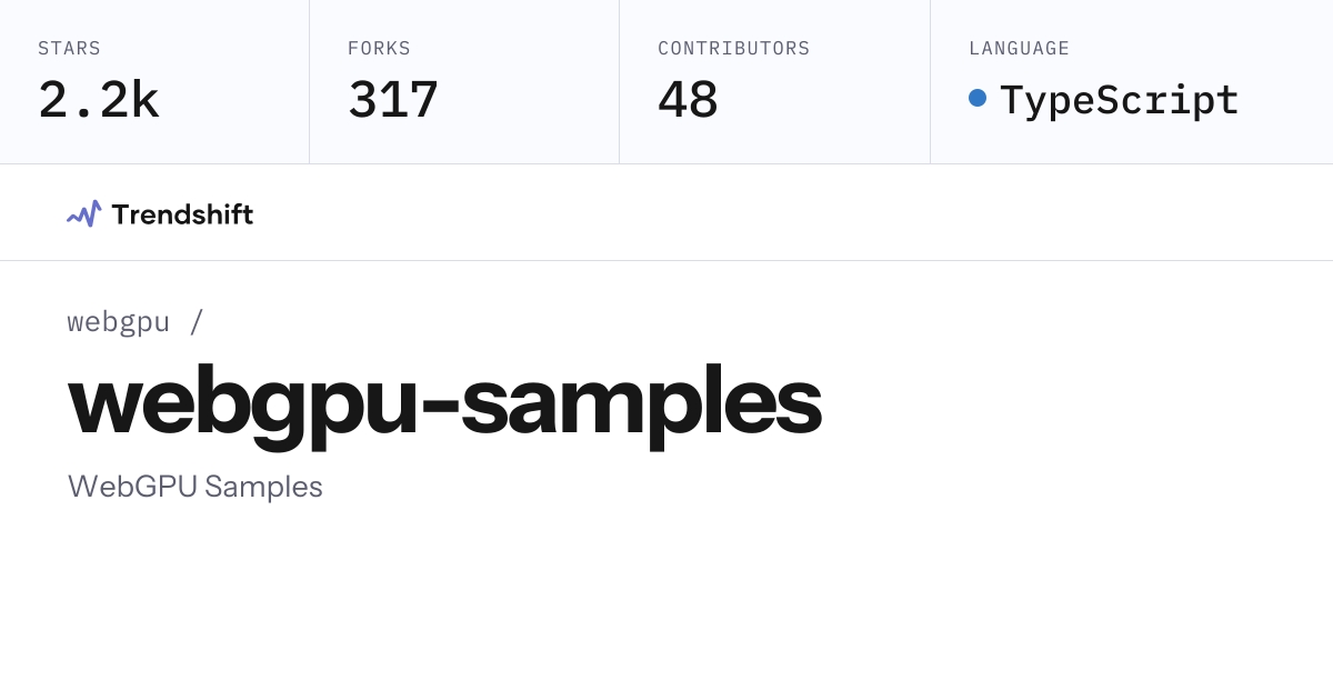 webgpu/webgpu-samples — GitHub trending stats & insights | Trendshift