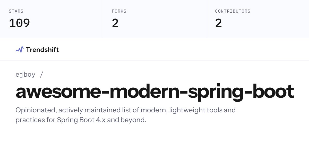 ejboy/awesome-modern-spring-boot — GitHub trending stats & insights ...