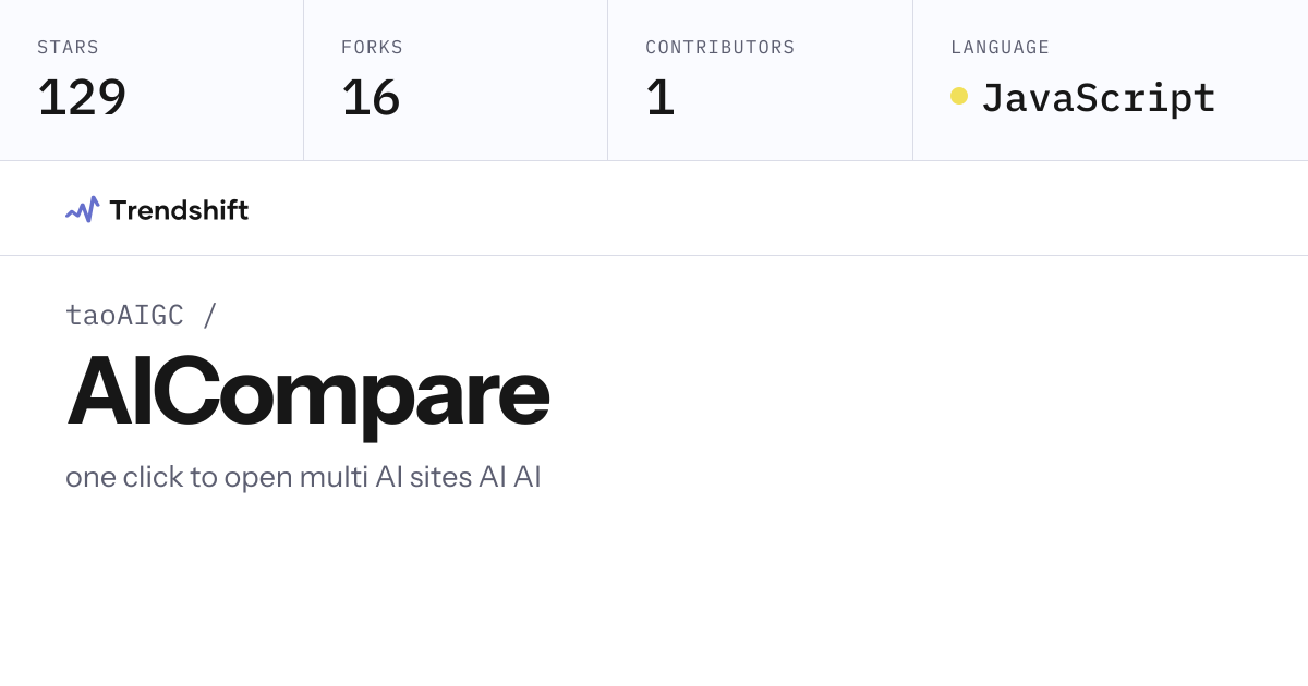 taoAIGC/AICompare — GitHub trending stats & insights | Trendshift