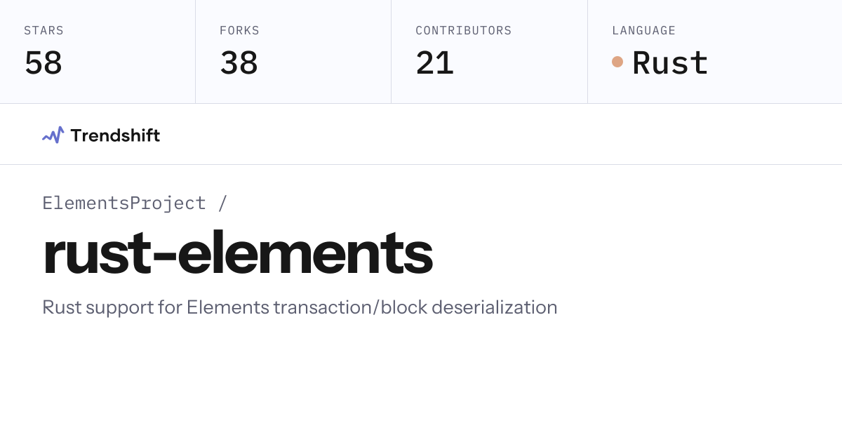 ElementsProject/rust-elements — GitHub trending stats & insights ...