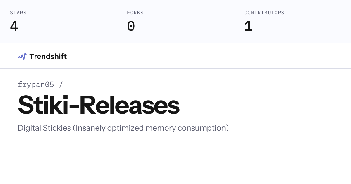 frypan05/Stiki-Releases — GitHub trending stats & insights | Trendshift