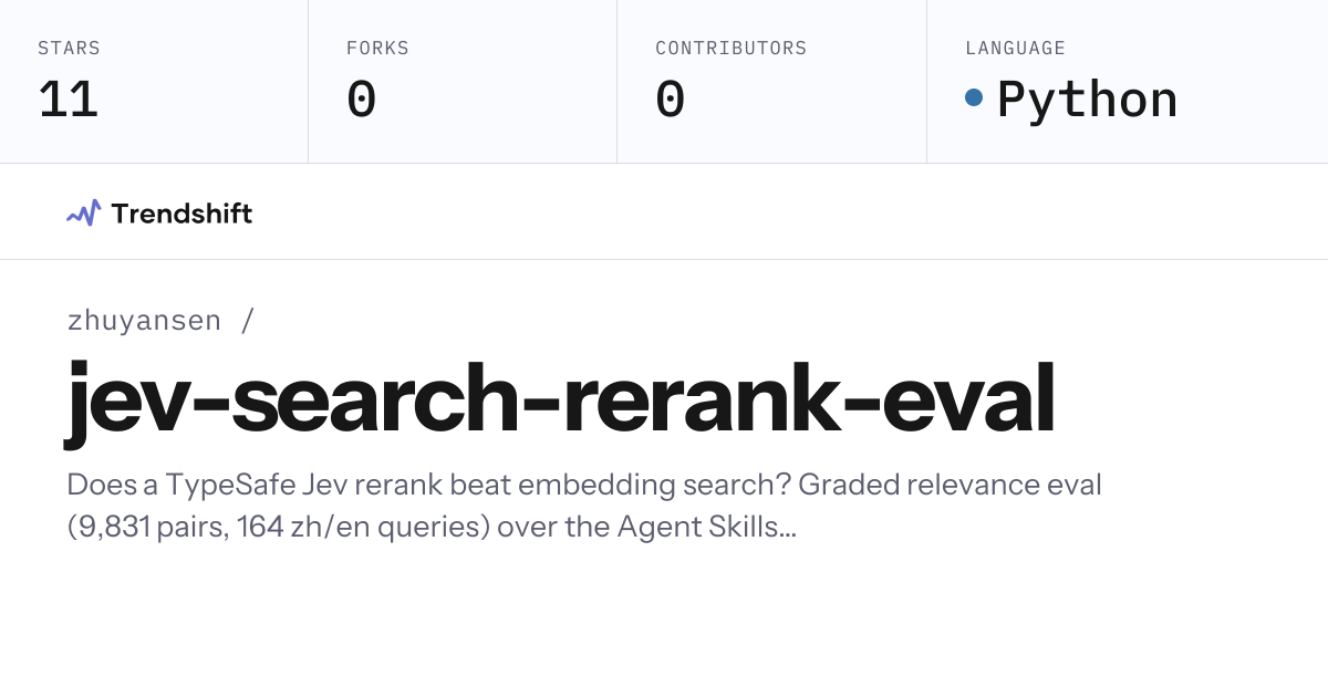 zhuyansen/jev-search-rerank-eval — GitHub trending stats & insights ...