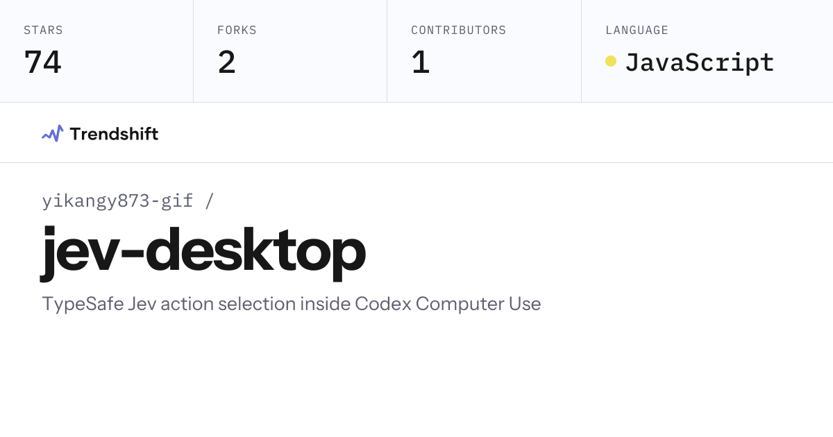 yikangy873-gif/jev-desktop — GitHub trending stats & insights | Trendshift