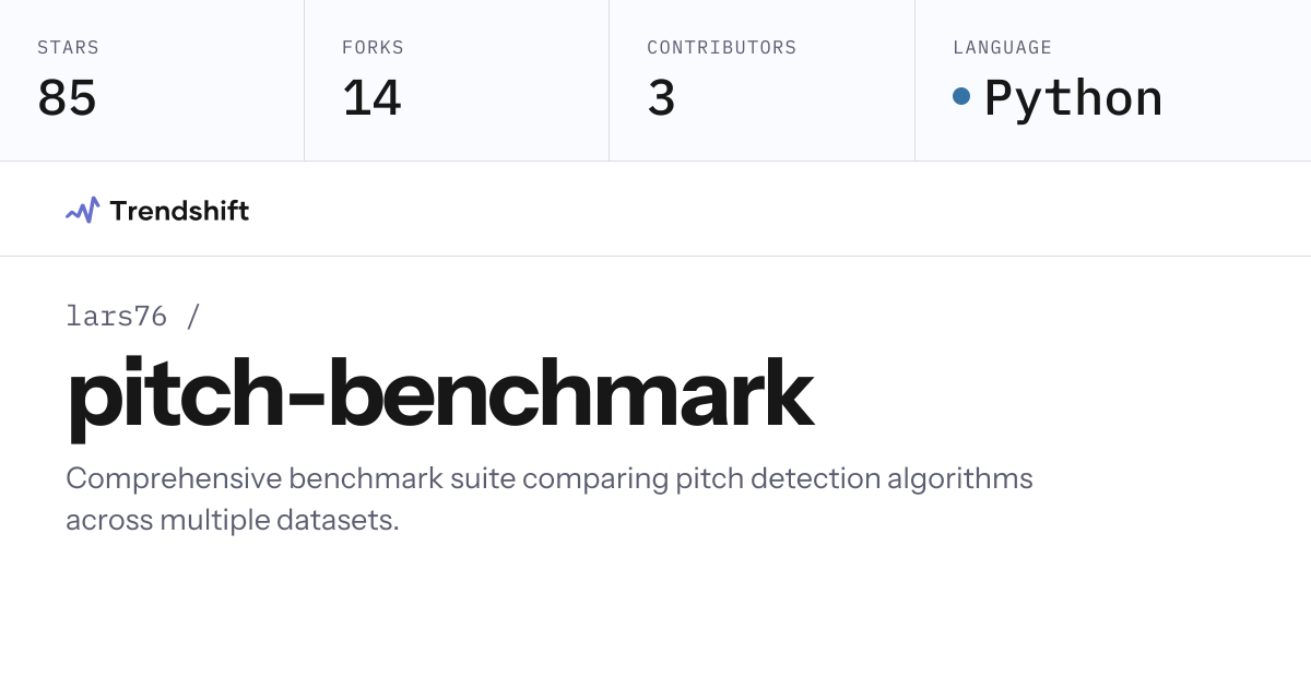 lars76/pitch-benchmark — GitHub trending stats & insights | Trendshift