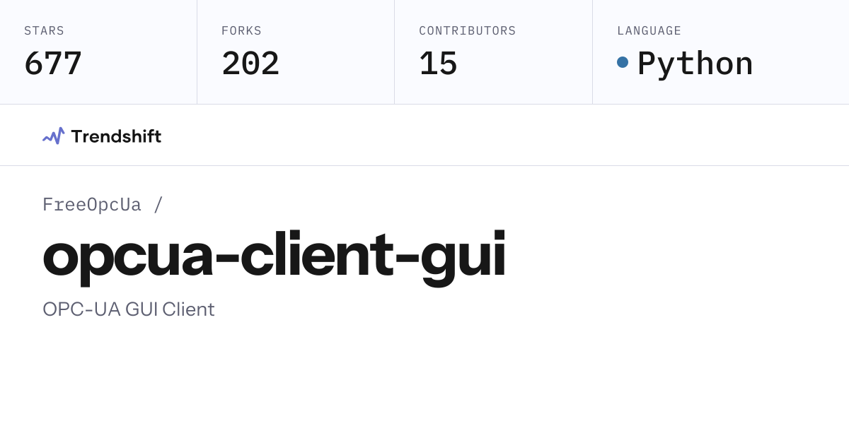 FreeOpcUa/opcua-client-gui — GitHub trending stats & insights | Trendshift