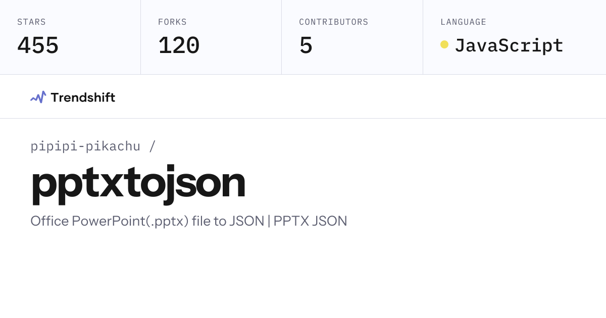 pipipi-pikachu/pptxtojson — GitHub trending stats & insights | Trendshift