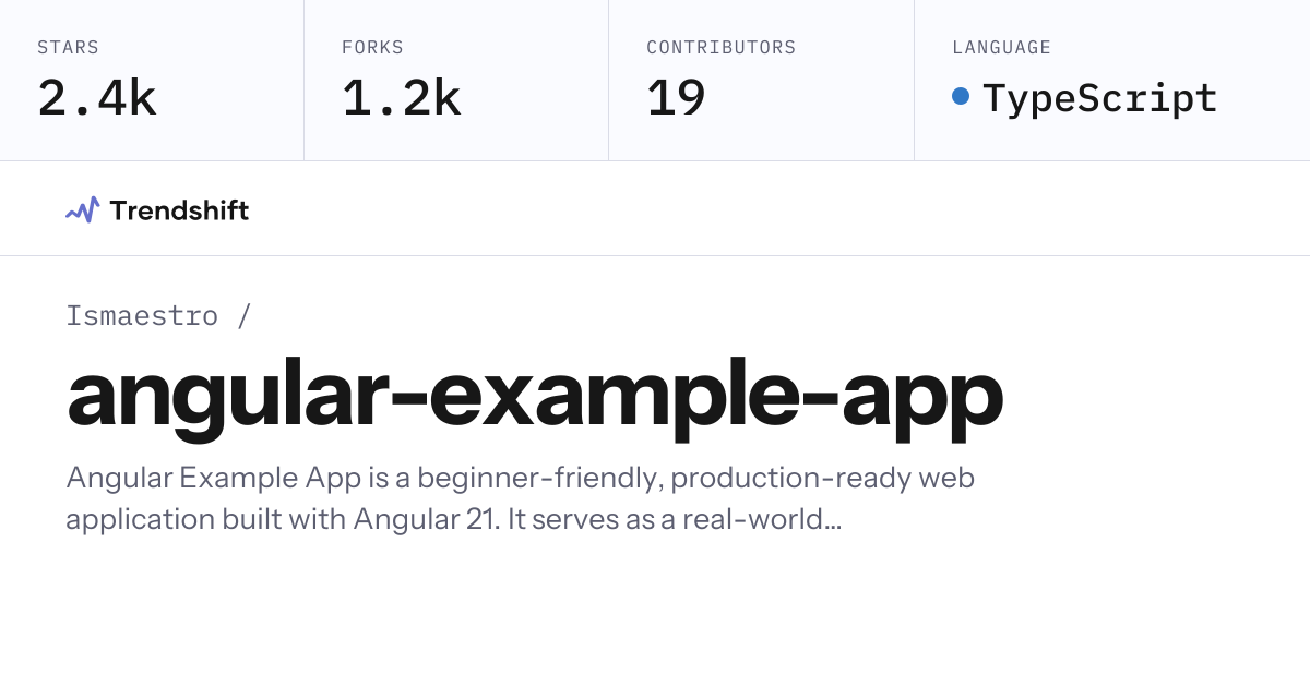 Ismaestro/angular-example-app — GitHub trending stats & insights ...