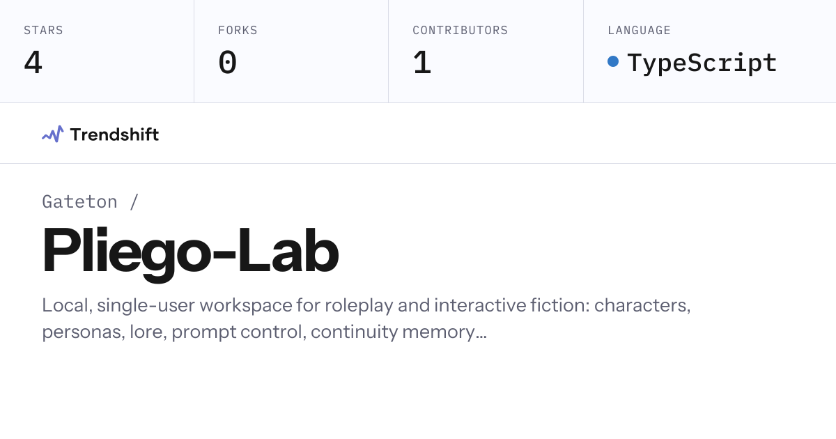 Gateton/Pliego-Lab — GitHub trending stats & insights | Trendshift