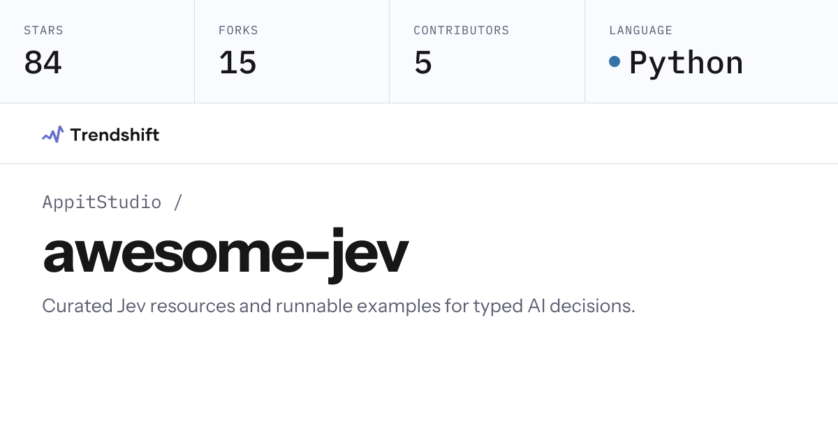 AppitStudio/awesome-jev — GitHub trending stats & insights | Trendshift