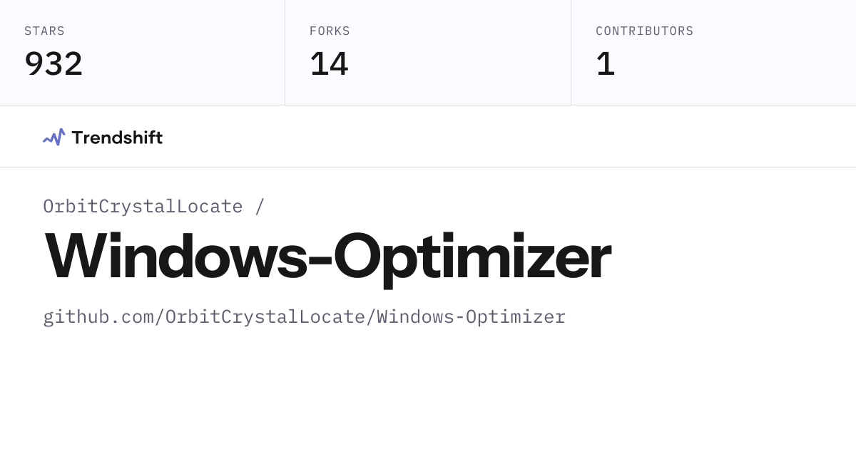 OrbitCrystalLocate/Windows-Optimizer — GitHub trending stats & insights ...