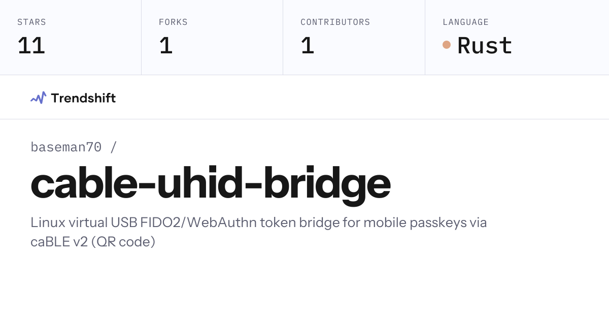 baseman70/cable-uhid-bridge — GitHub trending stats & insights | Trendshift