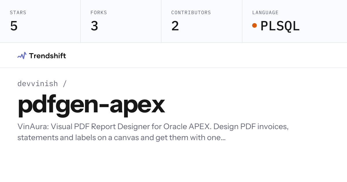 devvinish/pdfgen-apex — GitHub trending stats & insights | Trendshift