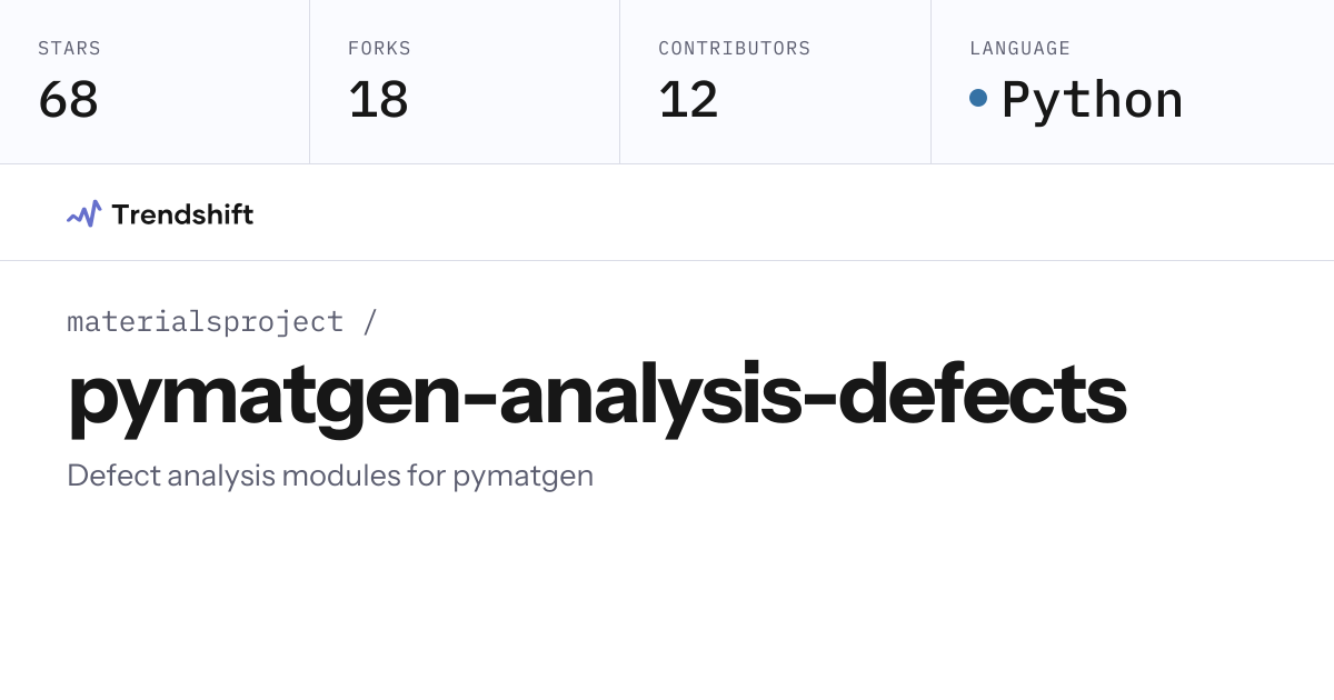 materialsproject/pymatgen-analysis-defects — GitHub trending stats ...