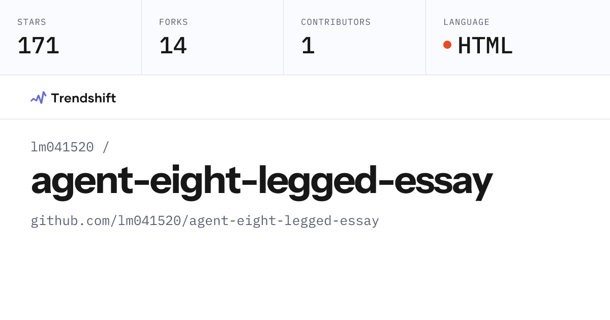 lm041520/agent-eight-legged-essay — GitHub trending stats & insights ...