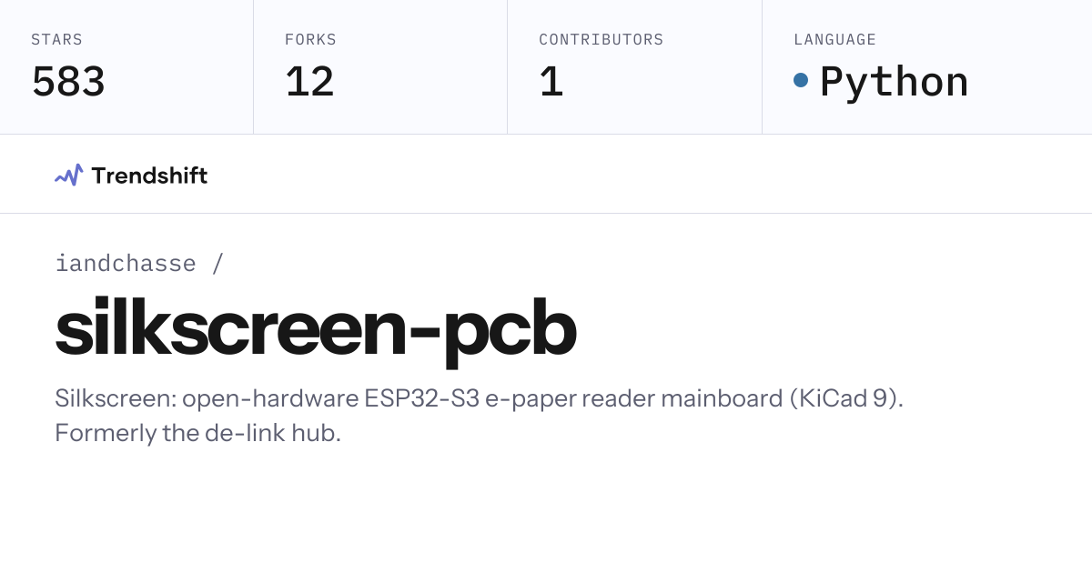 iandchasse/silkscreen-pcb — GitHub trending stats & insights | Trendshift