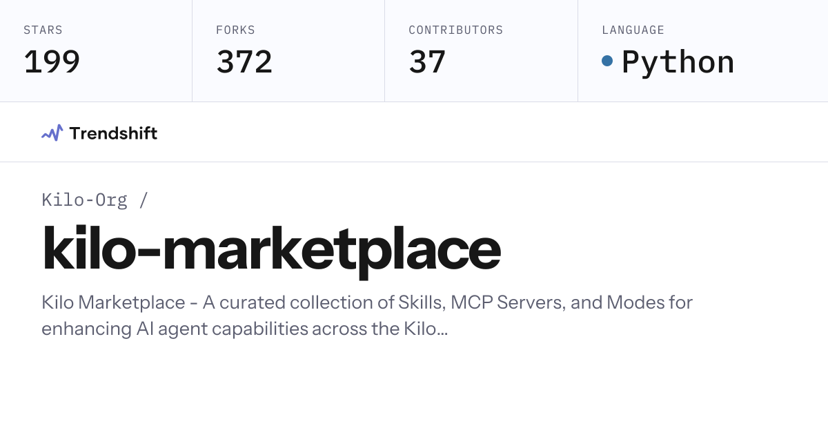 Kilo-Org/kilo-marketplace — GitHub trending stats & insights | Trendshift